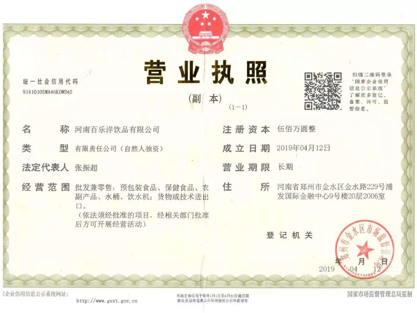 營業執照（副本）